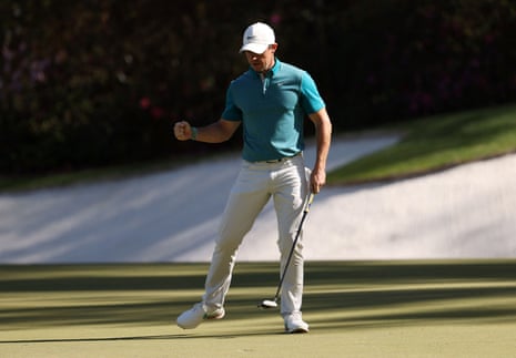 Northern Ireland’s Rory McIlroy reacts after his eagle on the 13th.