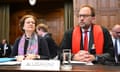 Tania von Uslar-Gleichen and Christian Tams, representing Germany, at the hearing on Nicaragua's claim that Germany aids Israel's genocide in Gaza, at the ICJ on Monday 8 April.