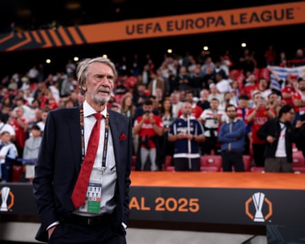 Jim Ratcliffe stands pitchside before a Manchester United game