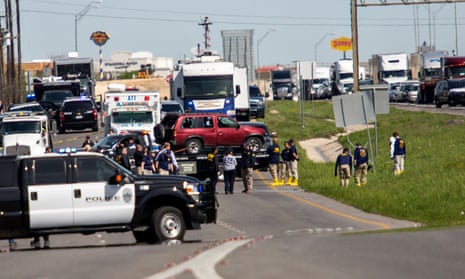 Police load Mark Conditt’s vehicle onto a flatbed trailer in Round Rock, Texas, after the bombing suspect blew himself up.