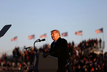 Donald Trump speaks at a campaign event in West Salem, Wisconsin, on 27 October.