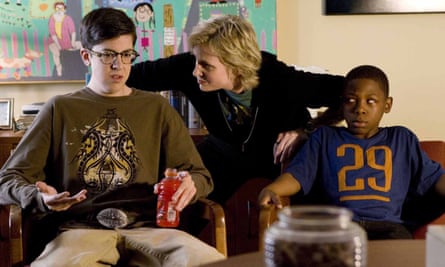 In Role Models (2008) with Christopher Mintz-Plasse and Bobb’e J Thompson.