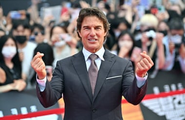 Tom Cruise at the Seoul premiere of Top Gun: Maverick, his highest grossing movie.