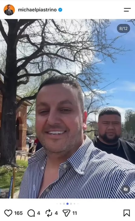 A selfie from Michael Piastrino’s Instagram account that shows Malaki Salesui standing behind him