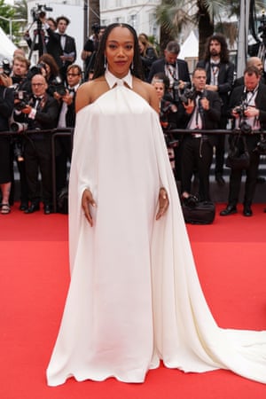 Naomi Ackie’s gown from Valentino played with the idea of a simple white shirt-dress.