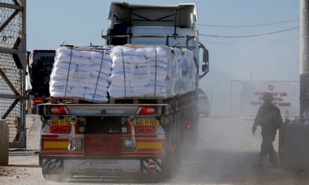 Lorry carrying bags for fortified wheat flour