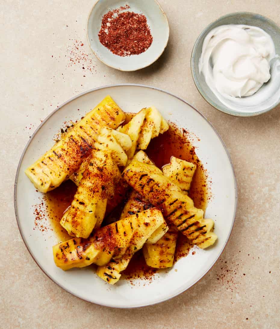 Yotam Ottolenghi’s grilled pineapple with maple lime dressing and chilli salt.