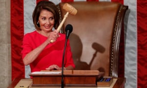Nancy Pelosi raises the gavel after being elected House speaker in Washington DC on 3 January.