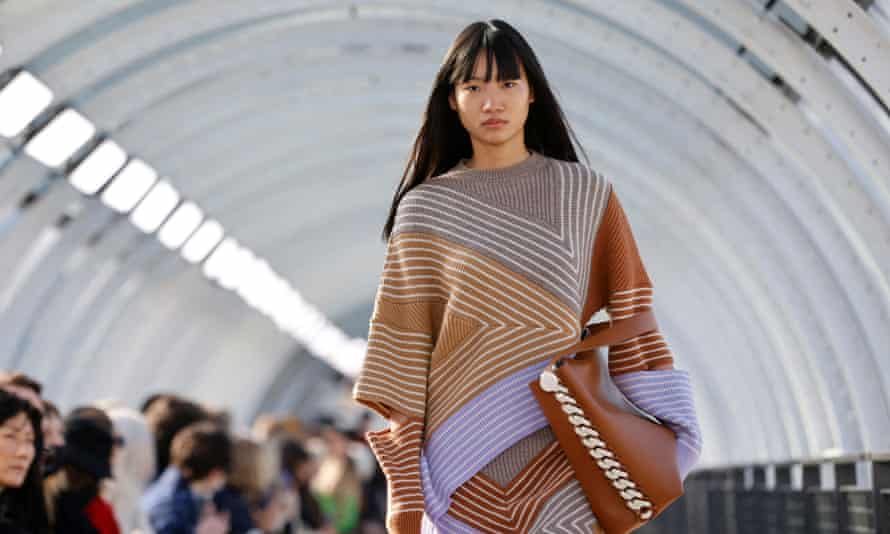 A model presents a creation by designer Stella McCartney at Paris fashion week