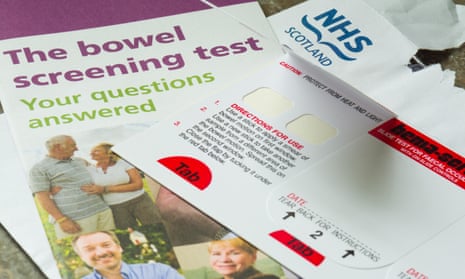 Bowel Screening test kit provided by post to over 50s by the NHS Scotland.