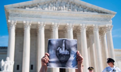 ‘It’s time for women to be heard’: A protest outside the supreme court. 
