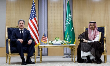 US secretary of state Antony Blinken meets Saudi Arabia's foreign minister Faisal bin Farhan Al-Saud in Riyadh.