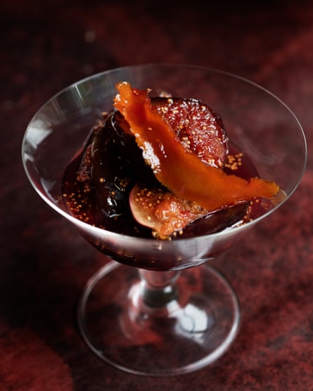 Boozy figgy treat: figs in sloe gin.