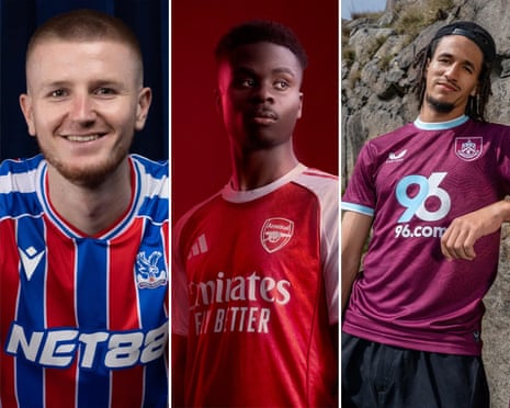 Crystal Palace, Arsenal and Burnley’s new kits.