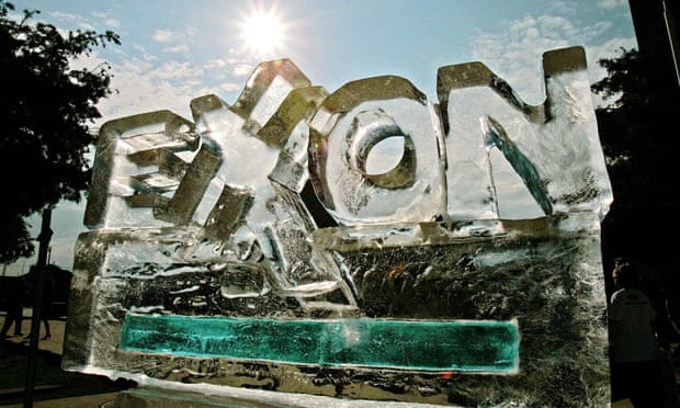 An ice sculpture fashioned by protesters, to demonstrate their view of how the company’s policies are affecting the environment, slowly melts outside an Exxon Mobil shareholders meeting in Dallas in 2006.