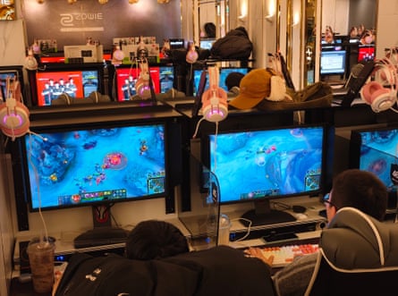 Players at a PC bang, or internet cafe, in Guro district, western Seoul.