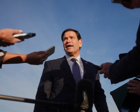 US secretary of state Marco Rubio speaks to the press in Athens