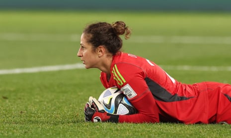 Italy’s goalkeeper Francesca Durante holds the ball during the 2023 Women's World Cup group game between Sweden and Italy in Wellington, New Zealand.