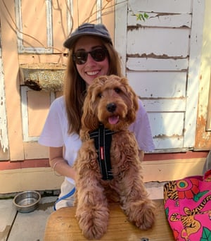 Kathryn Wilson at home with her dog
