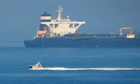 Iranian oil tanker Grace 1 sits anchored after it was seized in July by British Royal Marines in the strait of Gibraltar.