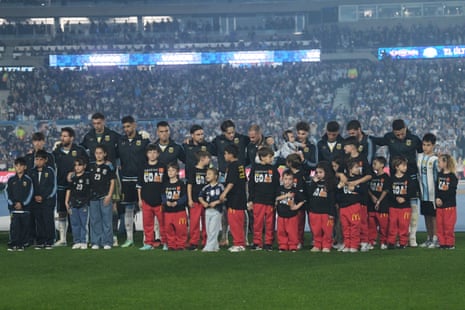 Argentina v Benin - International FriendlyPlayers of Argentina line up on the pitch prior to the International Friendly match between Argentina and Benin at Estadio Monumental Antonio V. Liberti on October 06, 2026 in Buenos Aires, Argentina. Lionel Messi is making his final appearance for Argentina following his announcement of international retirement on 31 August.