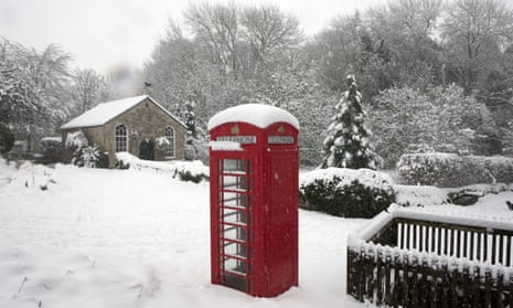 Snow in Duntisbourne Abbots, Gloucestershire on Sunday.