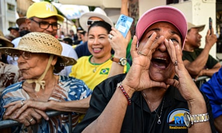 Supporters of former Panamanian president and presidential candidate Ricardo Martinelli at a rally in Panama City in February.