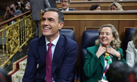 Pedro Sánchez during the investiture debate in the Spanish parliament on Wednesday.