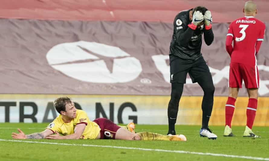 In January, Liverpool goalkeeper Alisson Becker fouled Ashley Barnes for the winning penalty.