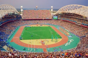 A view of the Olympic Stadium during the men’s pole vault final of the athletics competition.