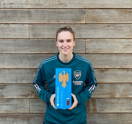 Vivianne Miedema poses after winning the Barclays WSL player of the month award for October.
