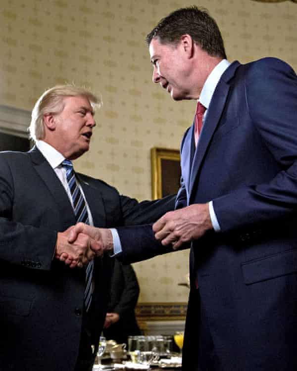Donald Trump and James Comey in the Oval Office two days after the president’s inauguration