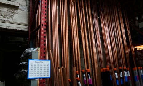 Copper piping for sale at a US hardware store