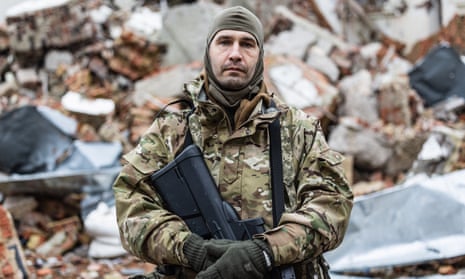 Caesar, the commander of the Freedom of Russia Legion, in Dolyna, Ukraine last year. 