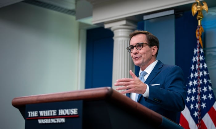 John Kirby in the Brady room on Tuesday.