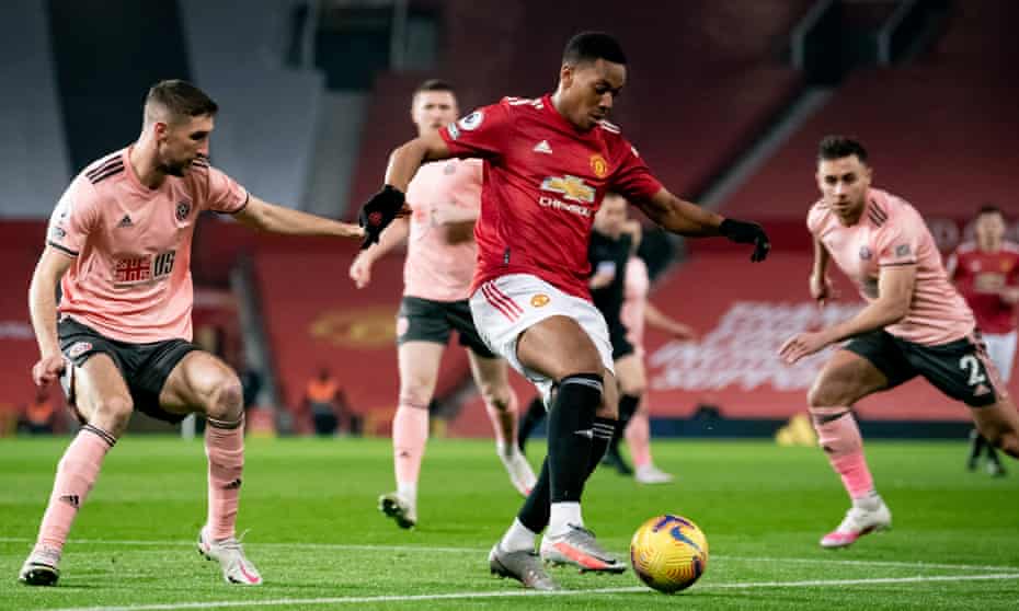 Anthony Martial in action for Manchester United against Sheffield United on Wednesday.