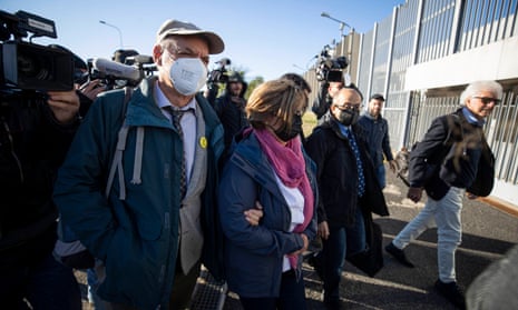 Giulio Regeni's parents arrive for the trial in Rome.