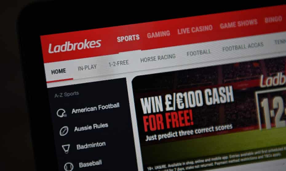 The website of Ladbrokes betting shop, owned by Entain.
