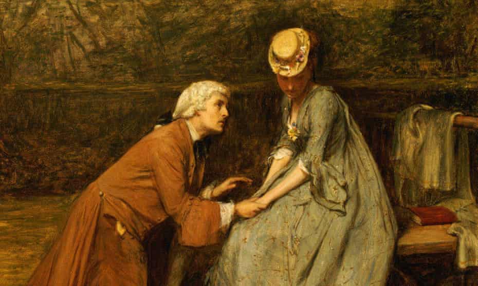 ‘You’d be surprised by how wide a knowledge asymmetry can sneak into a marriage. What you experience as an ever-present problem, she might experience very differently.’ Painting: The Proposal (1869) by John Pettie, R.A.