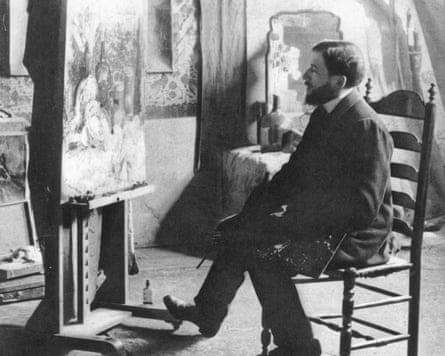 Piet Mondrian in his studio.