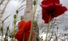 Red poppies bloom around the first world war monument on Frezenberg Ridge in Zonnebeke, Belgium, from where three Scottish Divisions marched into the Battle of Passchendaele in 1917. 
