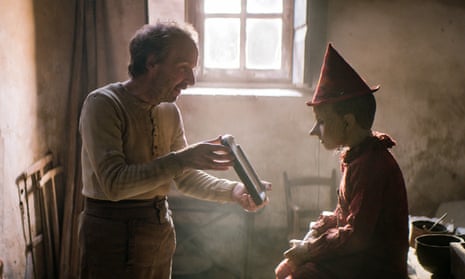 Roberto Begnini, left, and Federico Ielapi in Pinocchio.