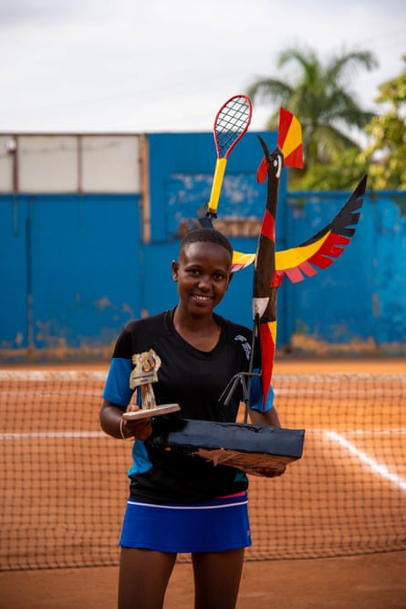 Winnie Birungi poses for a portrait on winning the Uganda National Tennis Champions, the Women’s Category at Lugogo Tennis Complex 