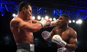 Anthony Joshua in action with Wladimir Klitschko.