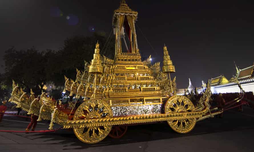 The royal chariot which carried the body of the late Thai king.