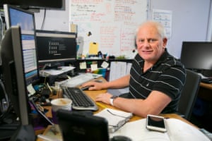 Greg Boyd, senior network administrator, at his desk at Canberra Deep Space Communication Complex.