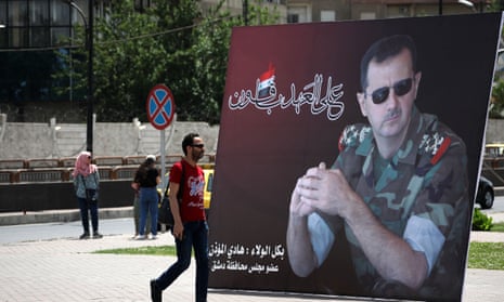 Poster of the Syrian president, Bashar al-Assad in combat dress