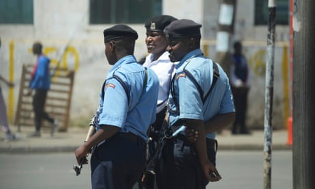 Kenya police patrol the streets of Nairobi, Kenya,