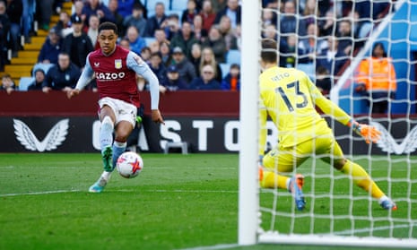 Jacob Ramsey scores Aston Villa’s second goal against Bournemouth.