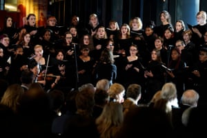 The Agnes Scott College Collegiate Chorale sings throughout a repose service for Carter at the Jimmy Carter Presidential Library and Museum on 27 November